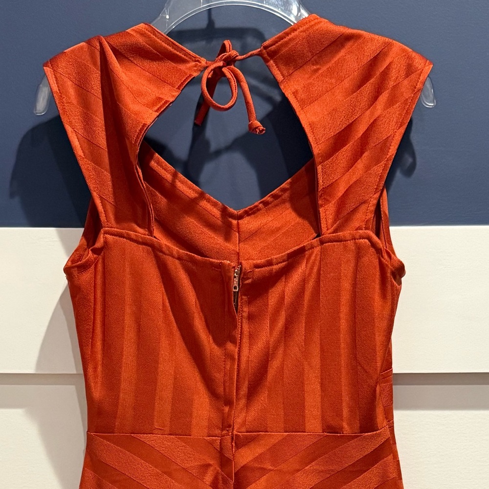Women's Rust Orange Midi A-Line Dress Size S (no tag) - Picture 4 of 8